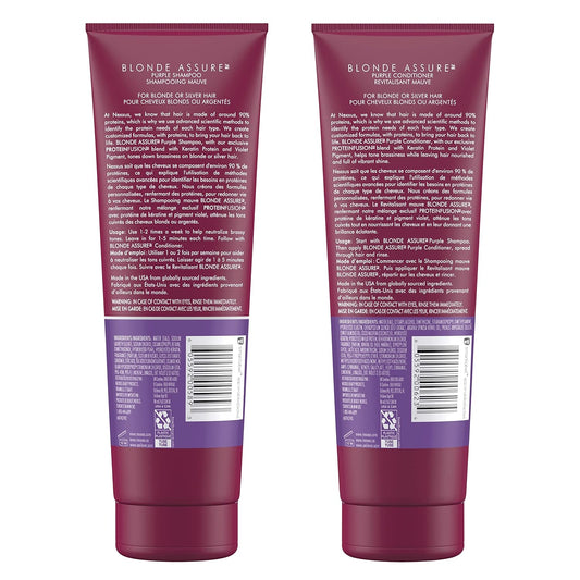 Nexxus Blonde Purple Shampoo & Conditioner Combo For Bleached & Silver Hair With Keratin Protein & Violet Pigment, 13.5 Fl Oz