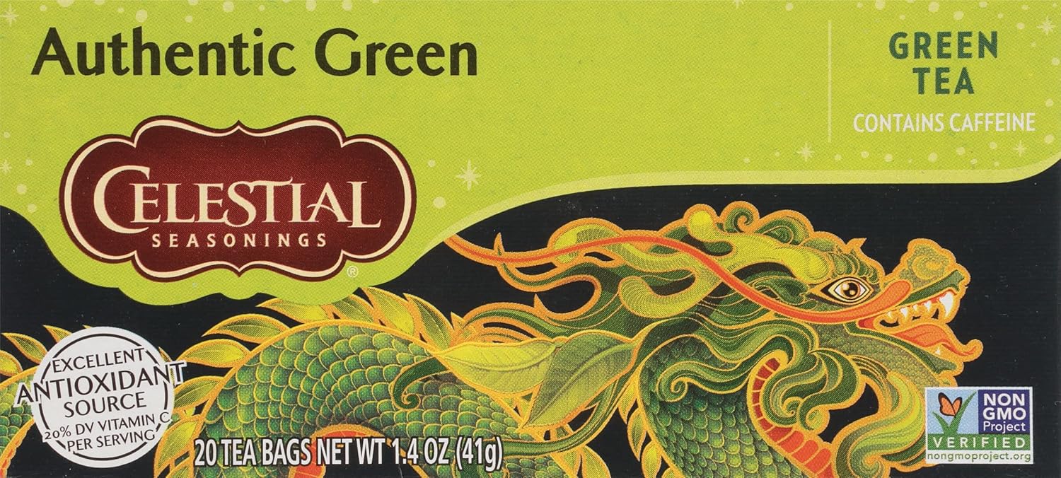 Celestial Seasonings Green Tea, Authentic, Contains Caffeine, 20 Tea Bags (Pack Of 6) (Packaging May Vary)