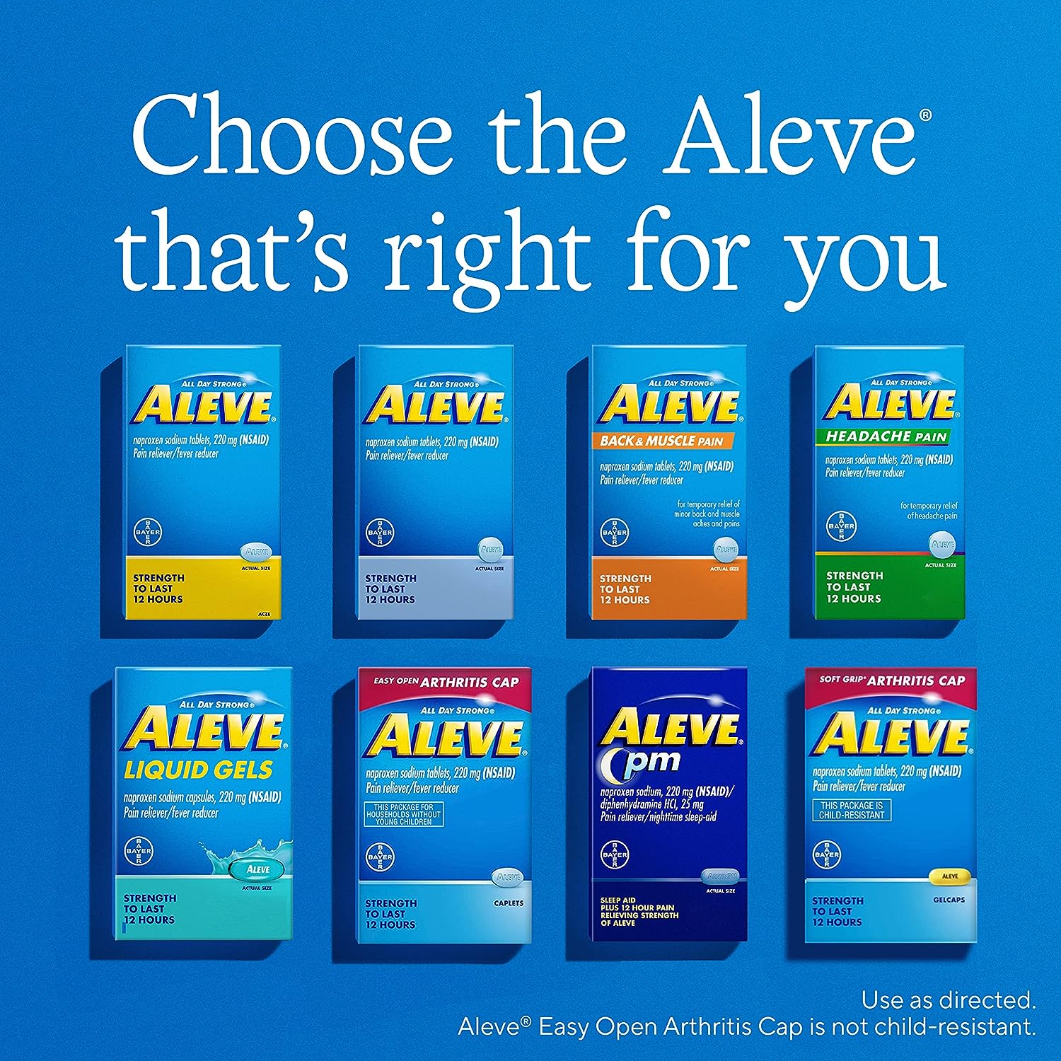 Aleve Gelcaps with Easy Open Arthritis Cap, Naproxen Sodium, Arthritis Pain Relief Medicine, Medication for Arthritis Pain, 160 Count : Health & Household