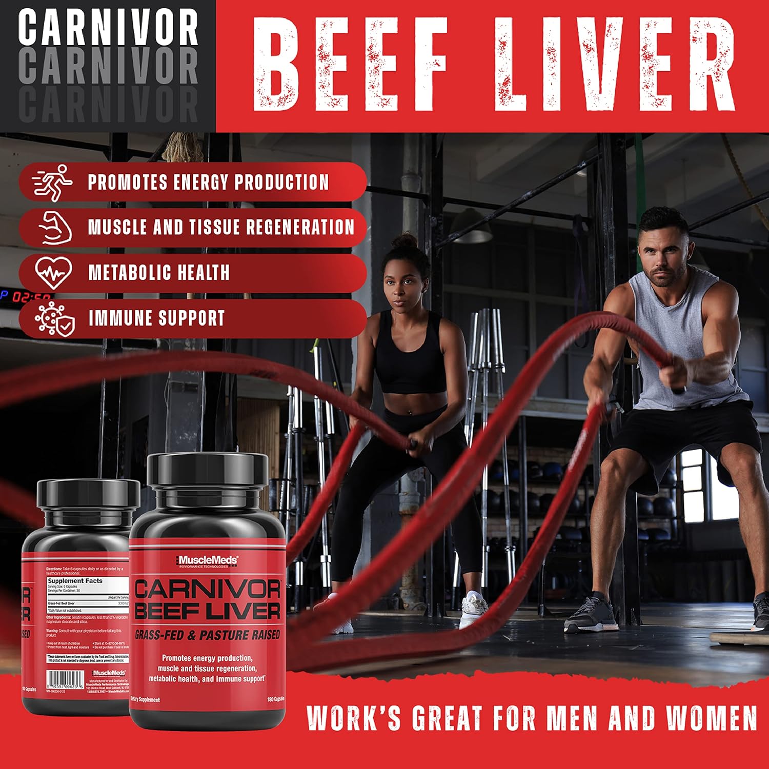 Musclemeds Carnivor Beef Liver Capsules, Energy Production, Muscle Recovery, Immunity, Non-Gmo, Liver Health Supplement, Grass Fed 180 Capsules : Health & Household