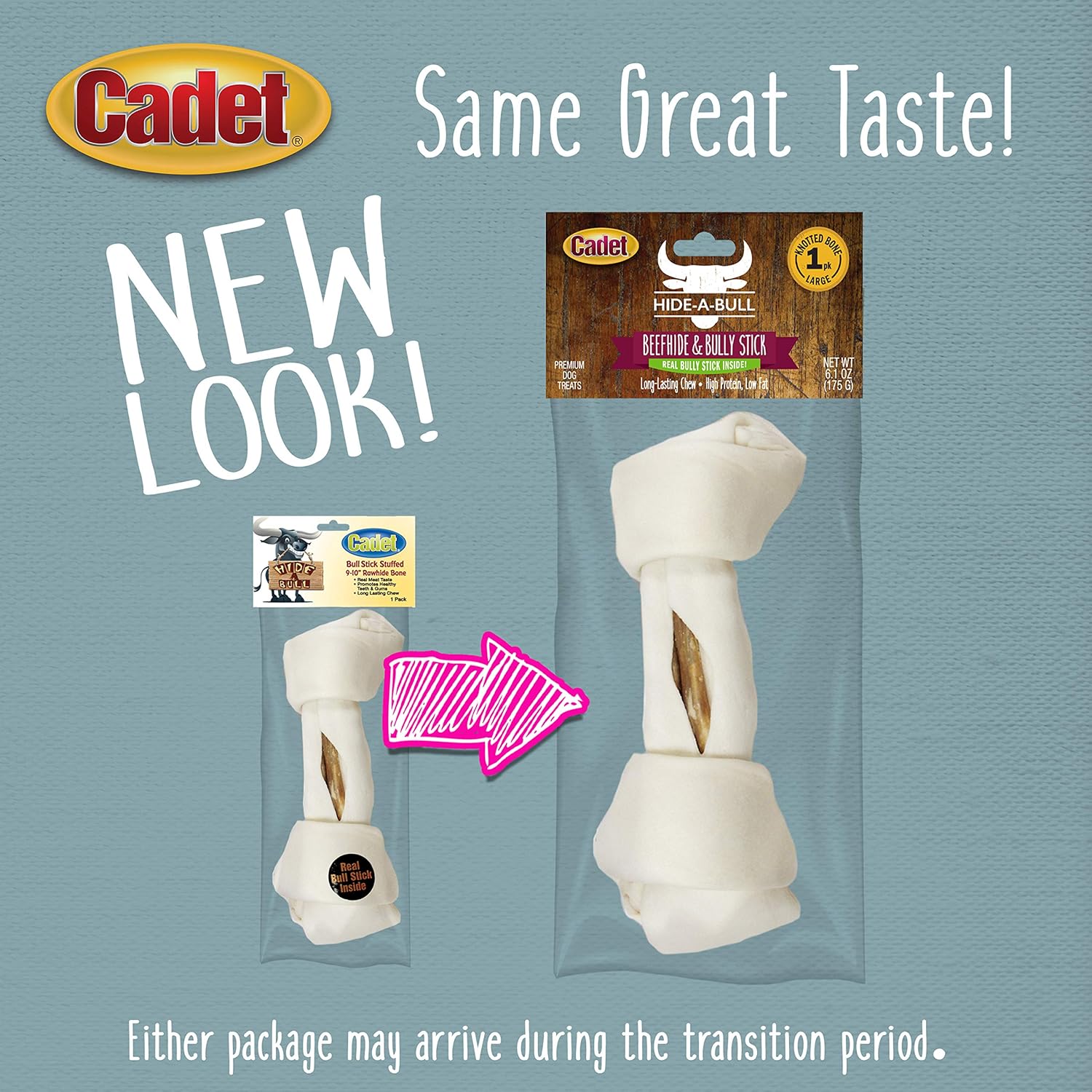 Cadet Hide-a-Bull Rawhide and Bull Stick Bone For Dogs 9-10" : Pet Supplies