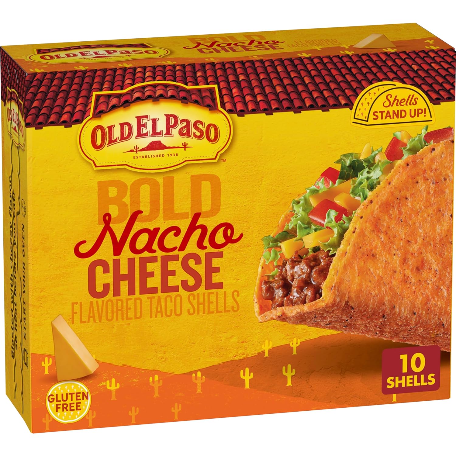 Old El Paso Stand 'N Stuff Bold Nacho Cheese Flavored Taco Shells, 10-count