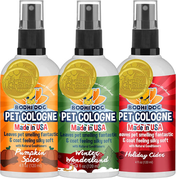 Bodhi Dog Natural Pet Cologne Bundle | 3 Holiday Scents | Holiday Cider + Pumpkin Spice + Winter Wonderland
