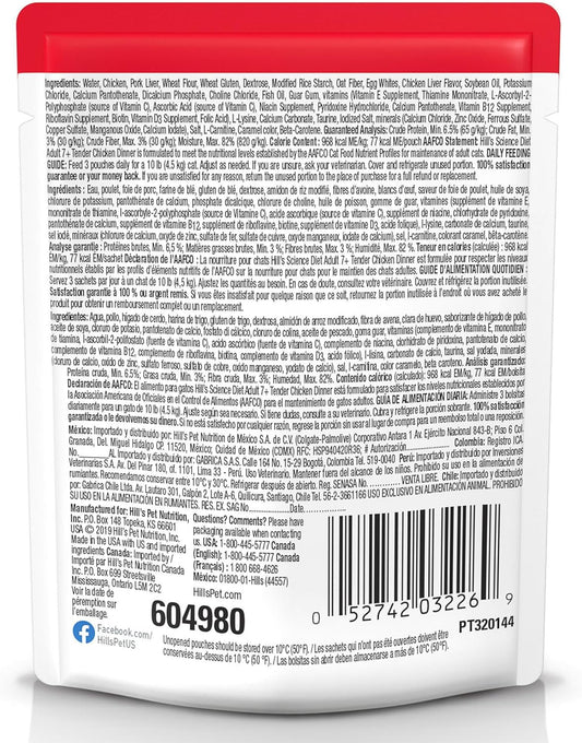 Hill'S Science Diet Adult 7+, Senior Adult 7+ Premium Nutrition, Wet Cat Food, Chicken Stew, 2.8 Oz Pouch, Case Of 24