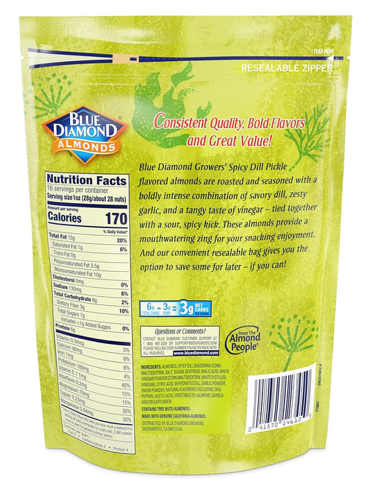 Blue Diamond Almonds, Spicy Dill Pickle, 16Oz Bag
