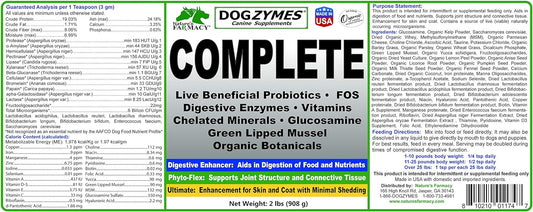Dogzymes Complete - Probiotics, Prebiotics, Glucosamine, Chondroitin, MSM and Hyaluronic Acid, Complete Skin and Coat Care (2 Pound) : Pet Supplies