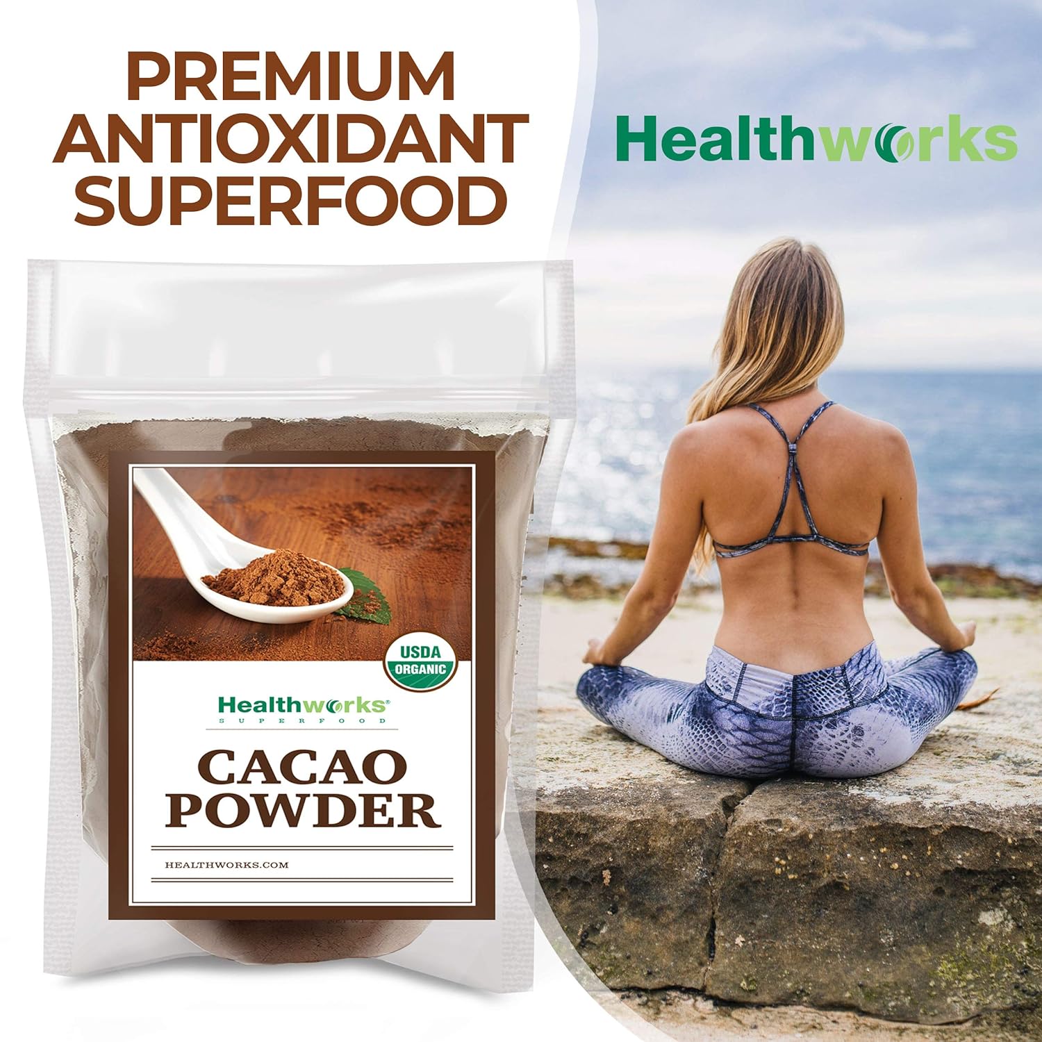 Healthworks Cacao Powder (32 Ounces / 2 Pounds) | Cocoa Chocolate Substitute | Certified Organic | Sugar-Free, Keto, Vegan & Non-GMO | Peruvian Bean/Nut Origin | Antioxidant Superfood : Grocery & Gourmet Food