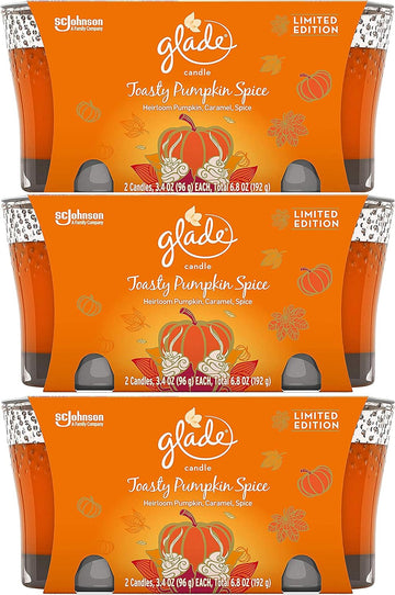 Glade Jar Candle Air Freshener, Limited Edition, Toasty Pumpkin Spice, 6 Candles, 3.4oz
