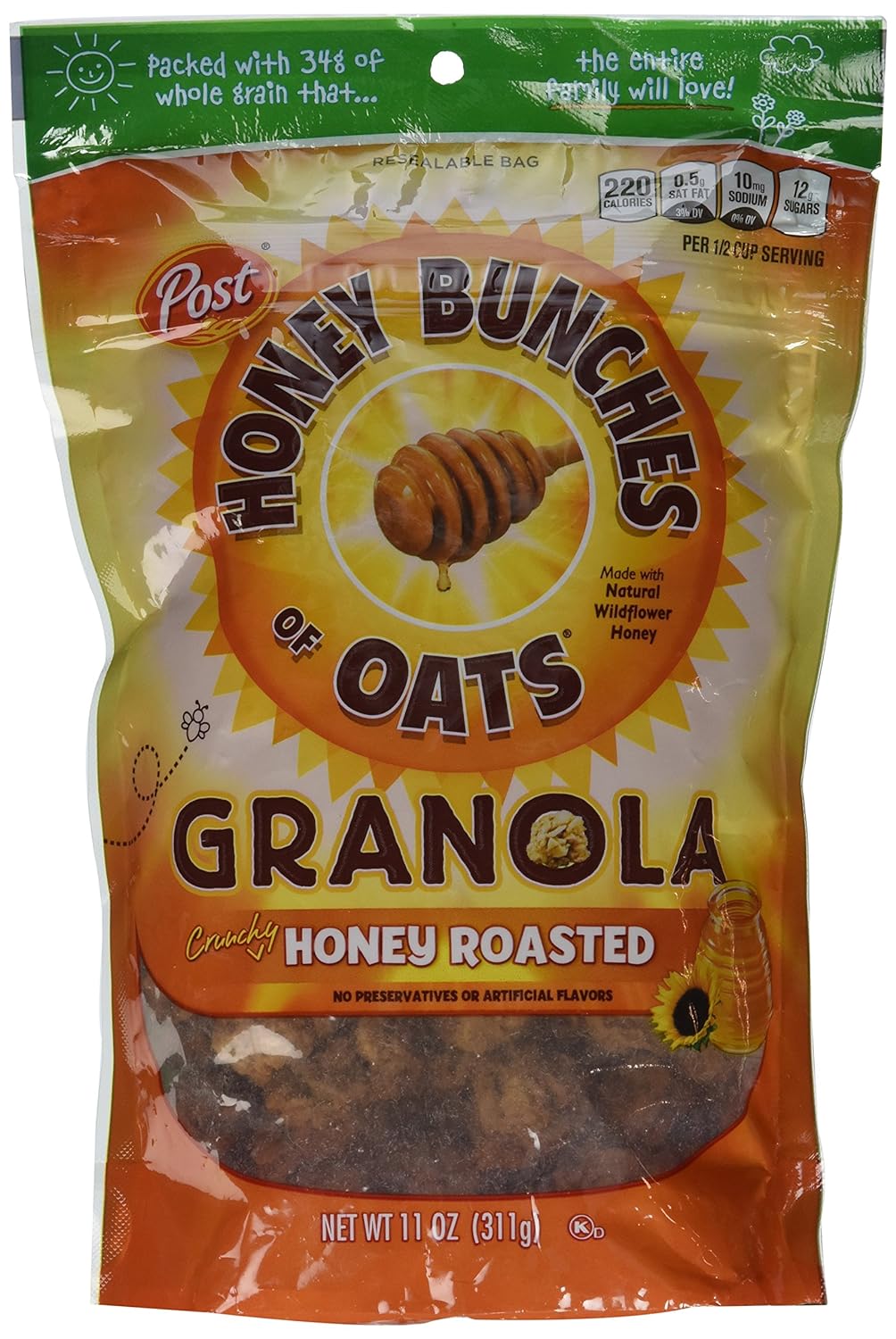 Post Honey Bunches Of Oats, Granola Honey Roasted, 11.0 Oz