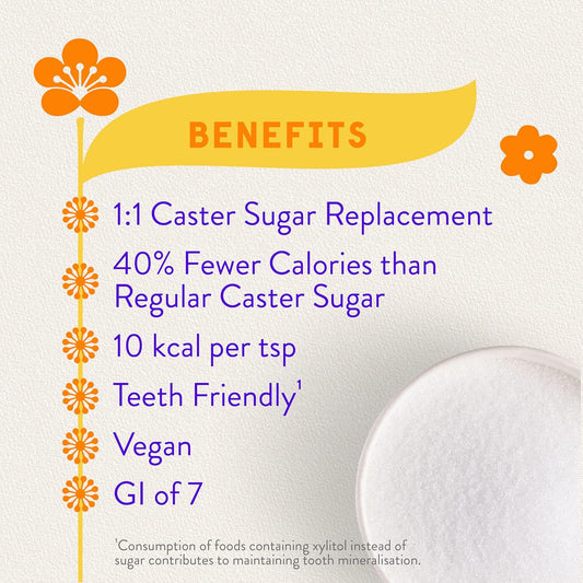 Bonraw Silver Birch Natural Xylitol Caster Sugar For Baking 450G - Replacement Caster Sugar For Baking