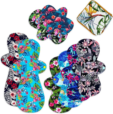 Reusable Pads Menstrual - Reusable Pads - Reusable Menstrual Pads - Reusable Pads for Women - Leak Free Cotton Reusable Menstrual Pads + 1 Wet Bag Randomly Prints (Heavy Flow Pack)