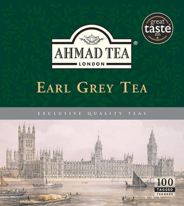 Ahmad Tea Black Tea, Earl Grey Teabags, 100 Ct - Caffeinated & Sugar-Free