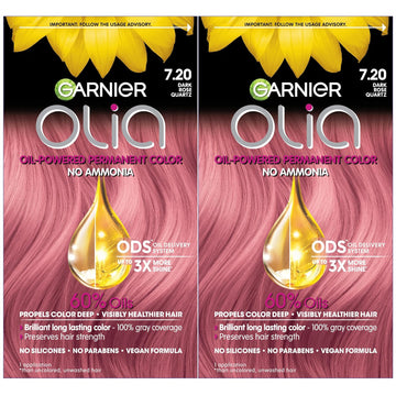 Garnier Hair Color Olia Ammonia-Free Brilliant Color Oil-Rich Permanent Hair Dye, 7.20 Dark Rose Quartz, 2 Count (Packaging May Vary)