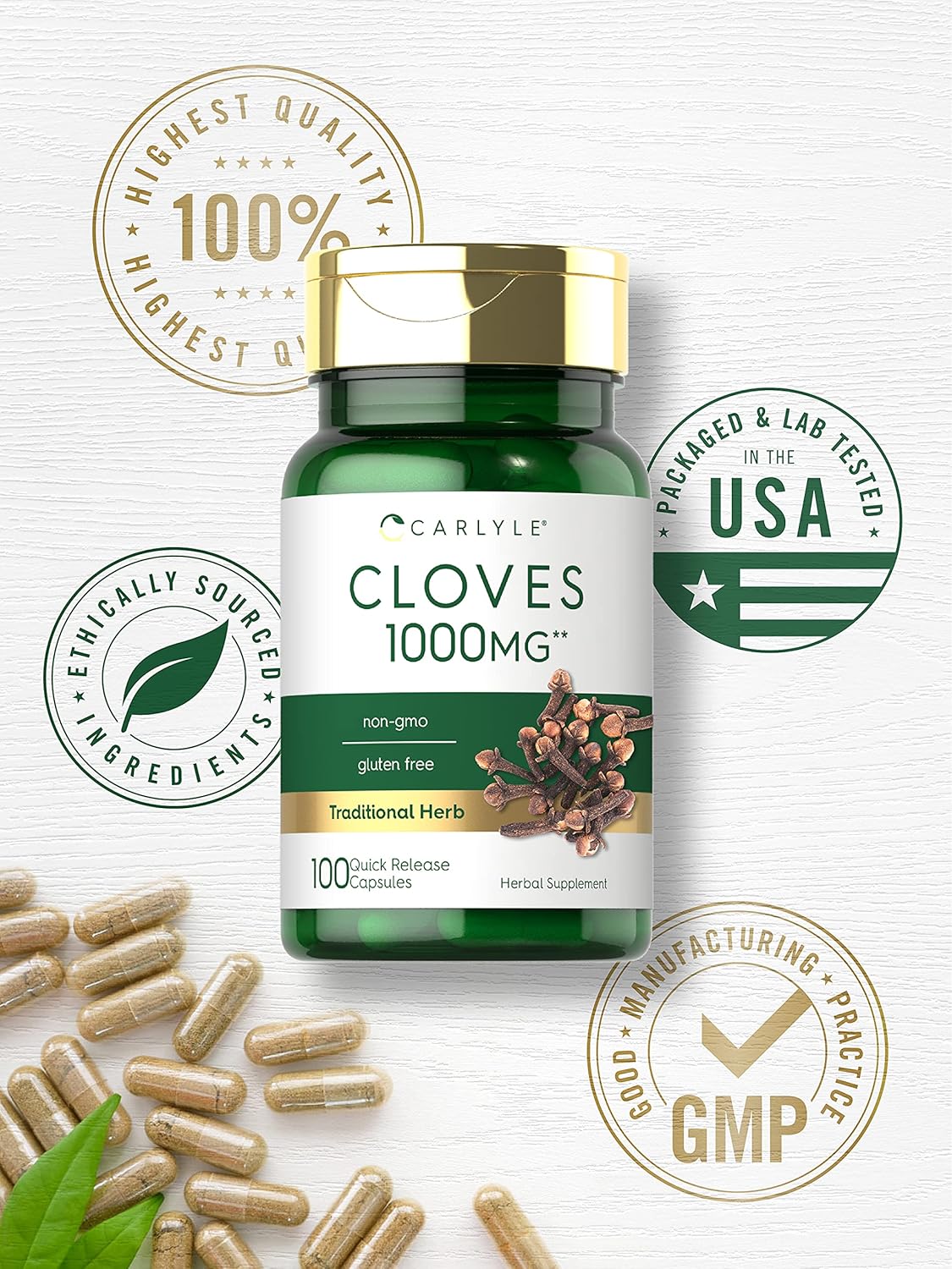 Carlyle Cloves Supplement | 1000mg | 100 Capsules | Non-GMO, Gluten Free : Health & Household