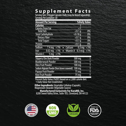 KaraMD Lectin Guard | Lectin Blocker Gut & Colon Health Supplement | Slippery Elm, Bladderwrack, Sodium Alginate, Okra, Kiwi & Papaya | Natural Vegan Friendly, Non-GMO & Gluten Free (30 Servings)