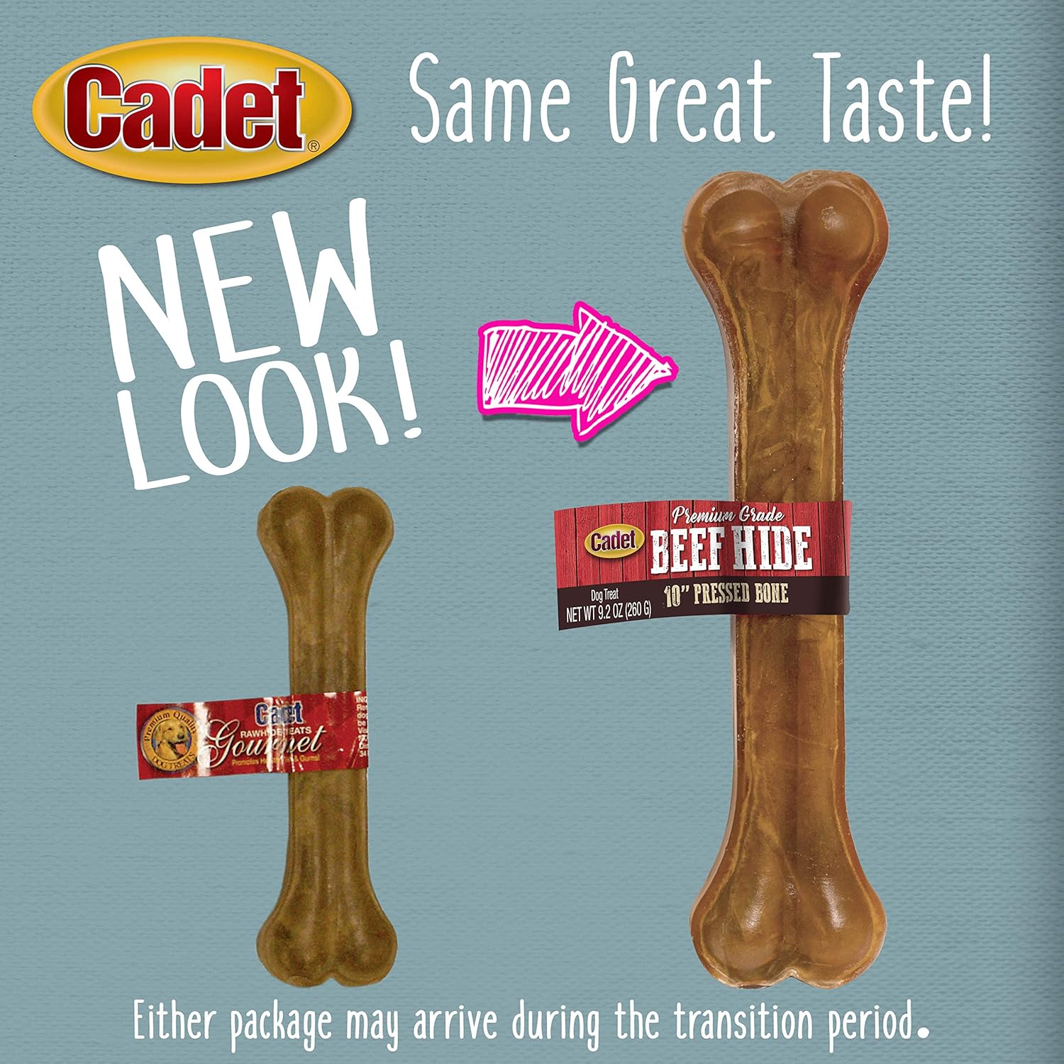 Cadet Premium Grade Pressed Beef Hide Bones 10 Inch, 1 Pack : Pet Rawhide Treat Bones : Pet Supplies