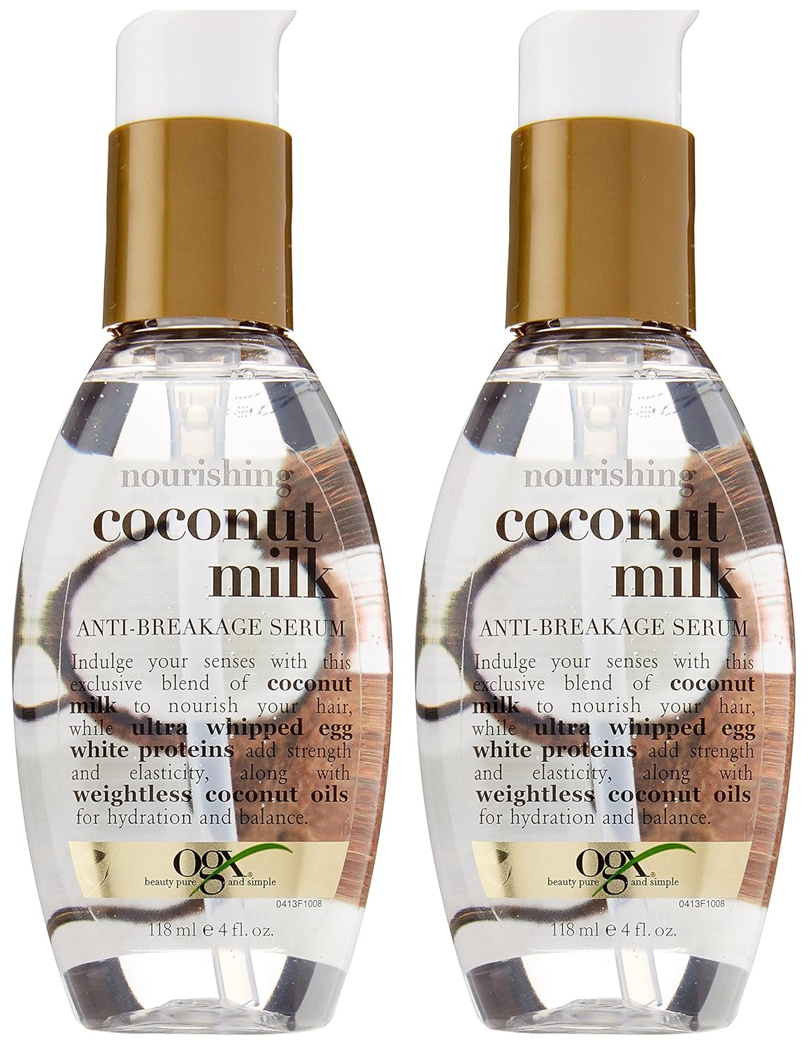 OGX Nourishing Coconut Milk Anti-Breakage Serum, 4 Ounce (Pack of 2) (91008) : Hair Styling Serums : Beauty & Personal Care