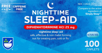 Rite Aid Nighttime Sleep Aid Diphenhydramine Hci 25 Mg, 100 Mini Caplets | Non-Habit Forming Sleep Supplement | Natural Sleep Aid