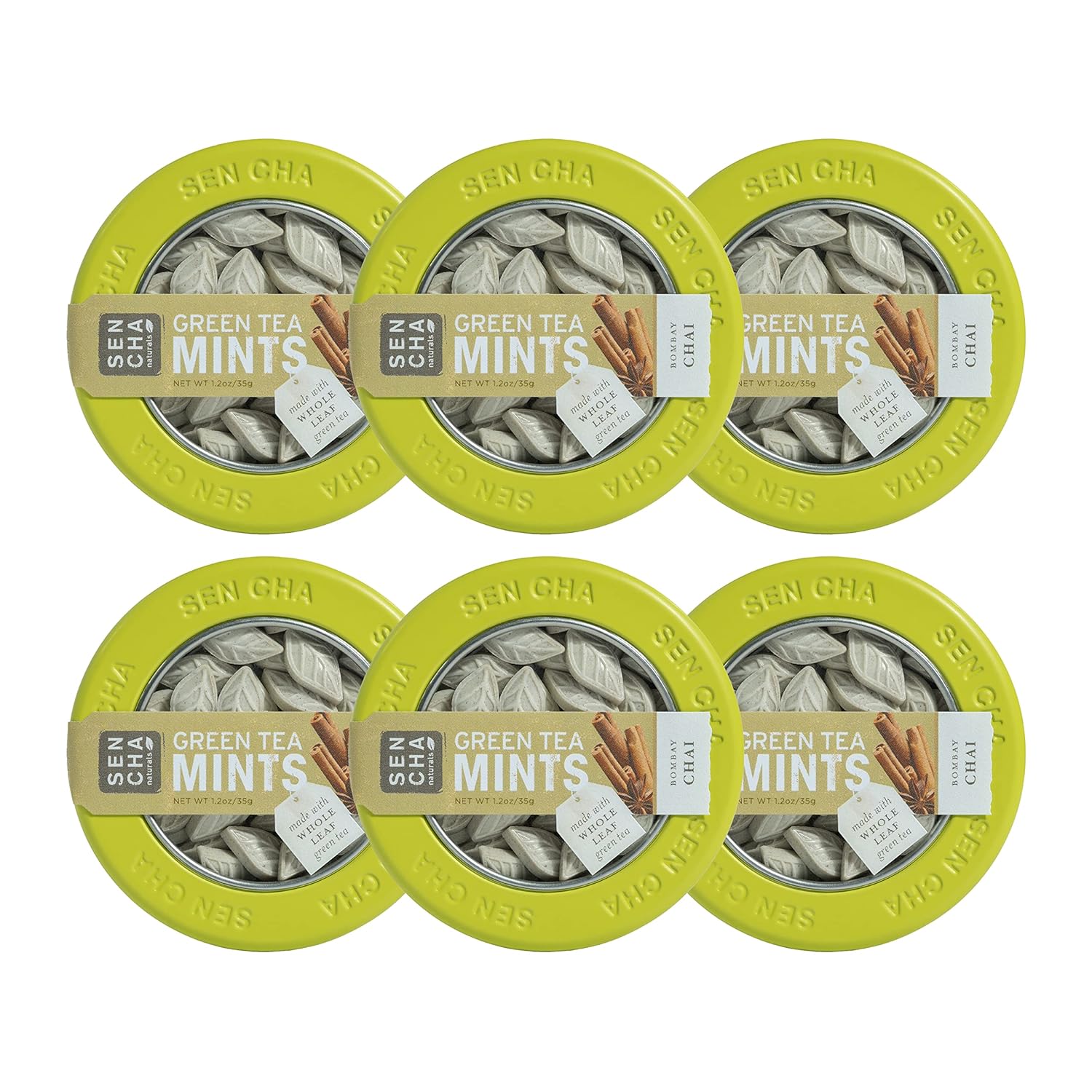 Sen Cha Naturals Green Tea Mints, Bombay Chai, 1.2 Oz (Pack Of 6)