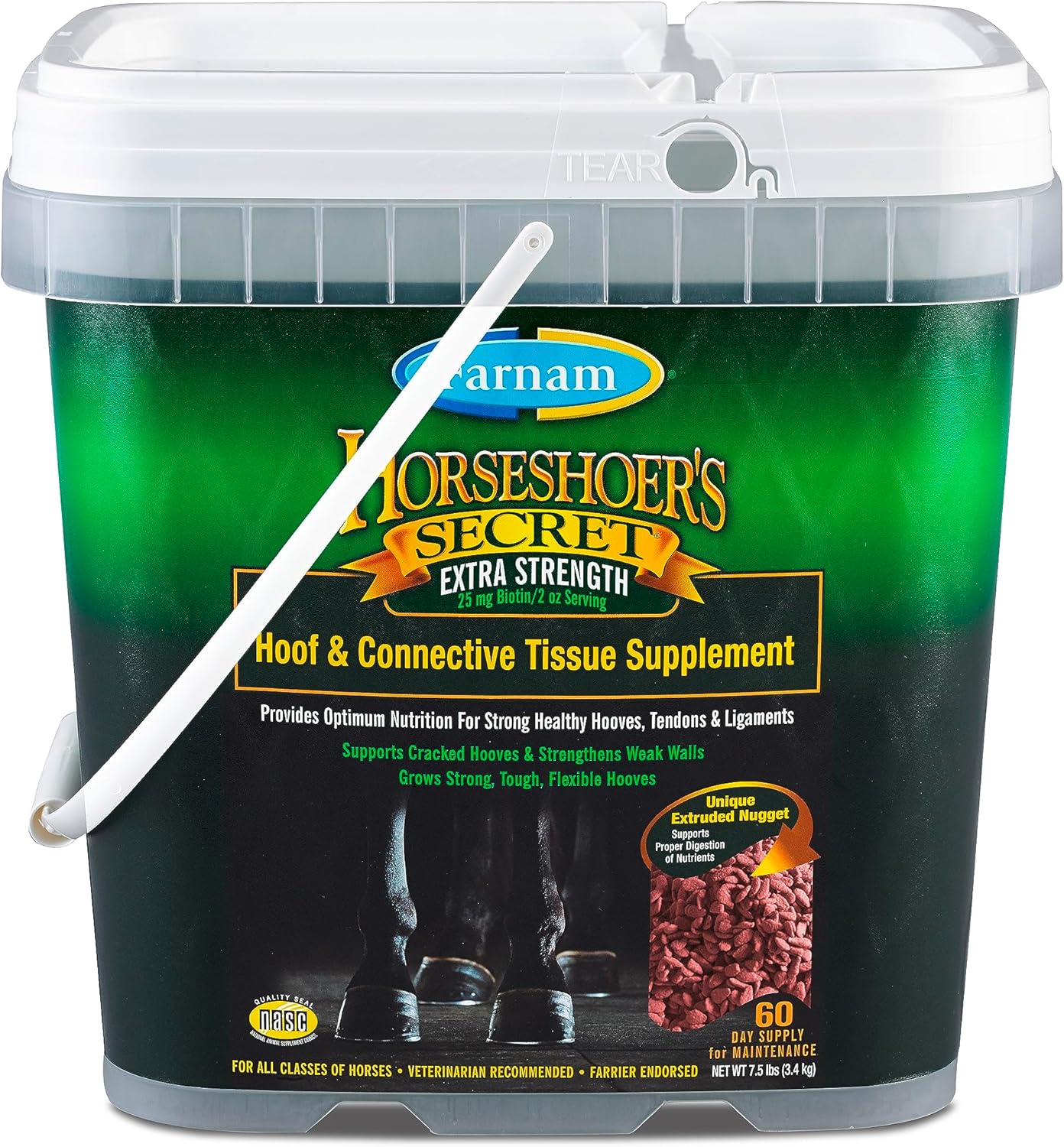 Farnam Horseshoer'S Secret Extra Strength Hoof Supplements & Connective Tissue Supplement, Promotes Strong, Healthy Hooves, Tendon & Ligaments, 7.5 Lbs, 60 Day Supply