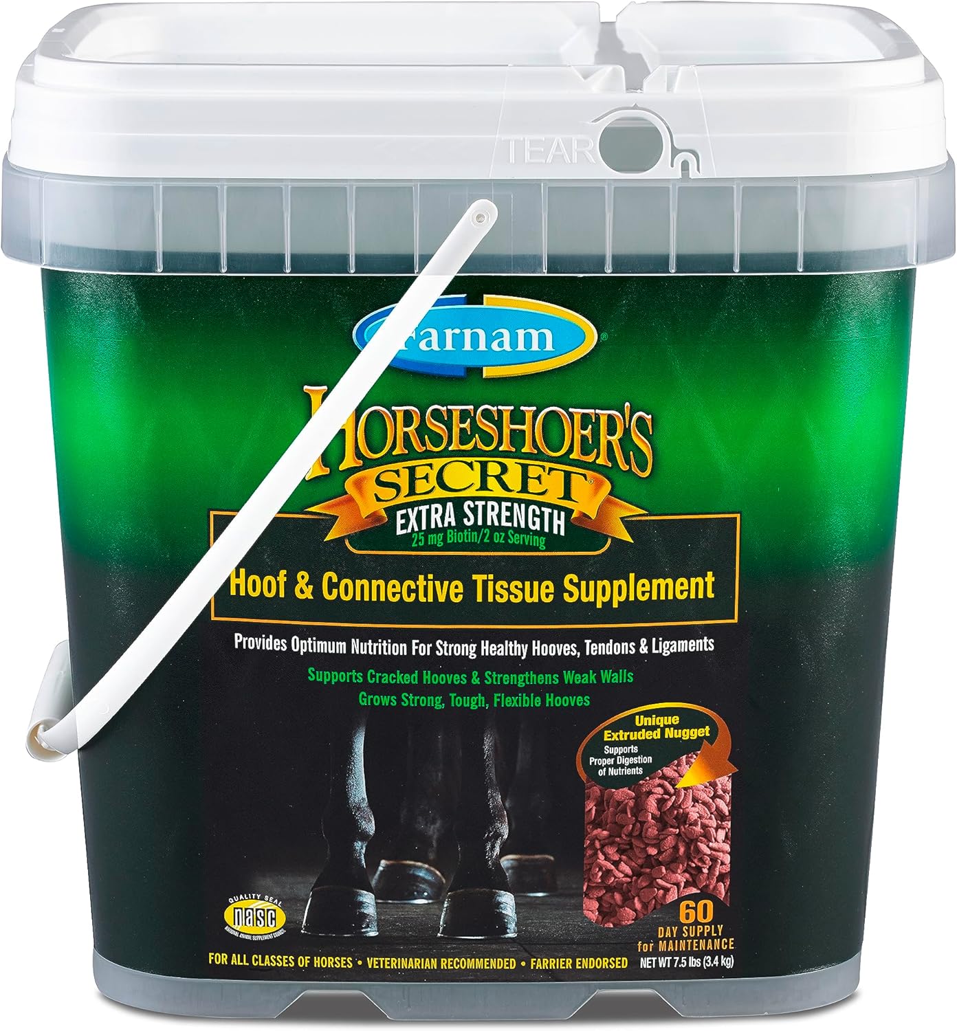 Farnam Horseshoer'S Secret Extra Strength Hoof Supplements & Connective Tissue Supplement, Promotes Strong, Healthy Hooves, Tendons & Ligaments, 3.75 Lbs., 30 Day Supply