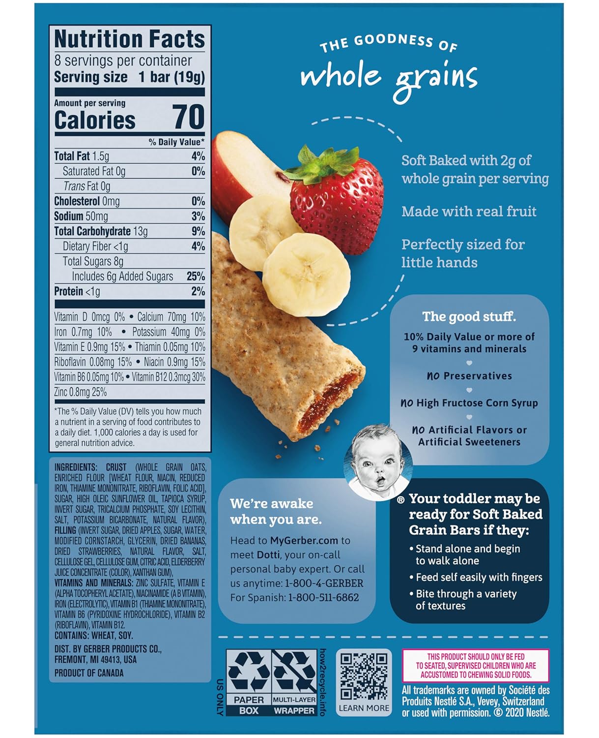 Gerber Graduates Cereal Bars Strawberry Banana - 5.5Oz. (Pack Of 4)