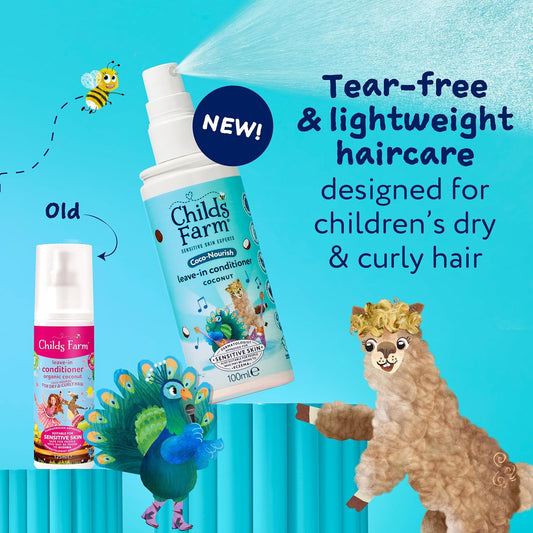 Childs Farm Coco-Nourish Leave-In Conditioner Hair Spray, Define Curls, Smooth, Styling Protector, Coconut, Kids, 100Ml (Pack Of 2)