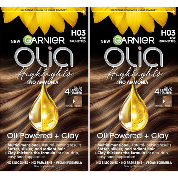 Garnier Hair Color Olia Ammonia-Free Permanent Hair Dye, H03 Highlights For Brunettes, 2 Count (Packaging May Vary)