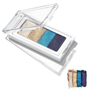 Undone Beauty Curator Quad 4-In-1 Seamless Wet To Dry High Pigment Eye Shadow Palette With Castor Oil For Nourishing & Conditioning - Blues Clues