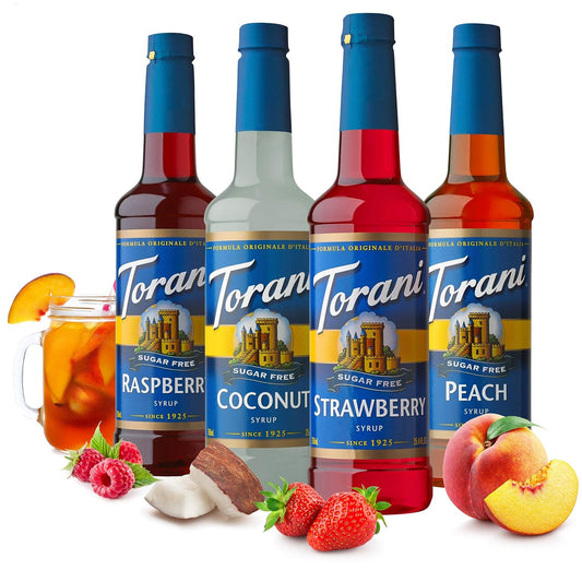 Torani Sugar Free Syrup, Soda Flavors Variety Pack, 25.4 Ounce (Pack Of 4)