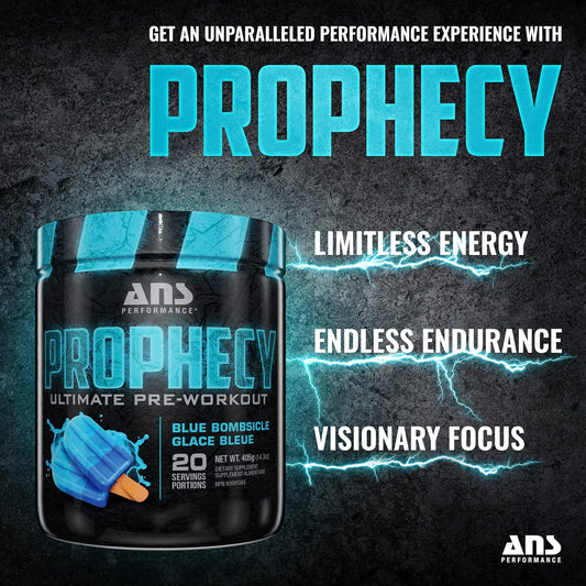Prophecy Pre Workout Powder (20 Servings, 14.5 Oz) – Gluten Free Pre-Workout Formula - Energy & Strength - Sugar Free- Increase Power & Workout Volum (Blue Bombsicle)