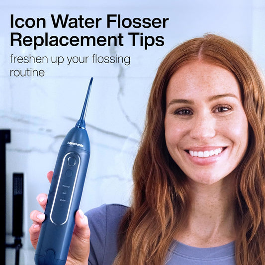 Aquasonic Icon Water Flosser Replacement Tips – 5 Tips, 4 Tip Types: Standard, Periodontal, Orthodontic & Tongue Scraper - Genuine, Authentic Parts (Stone)