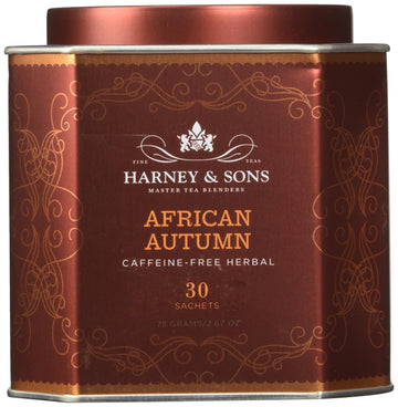 Harney & Sons African Autumn, Herbal Rooibos Tea With Hibiscus, Cranberry, And Orange | 30 Sachets, Historic Royal Palaces Collection