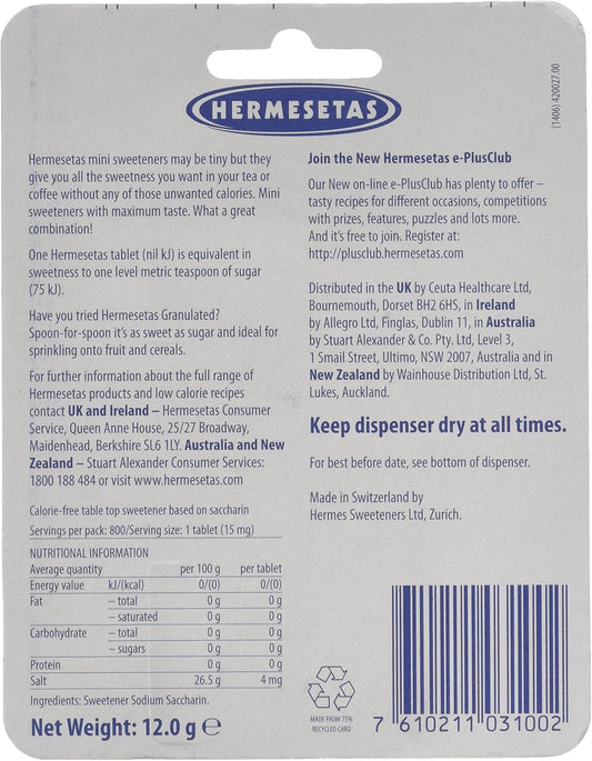 Hermesetas Mini Sweeteners 800 Tablets