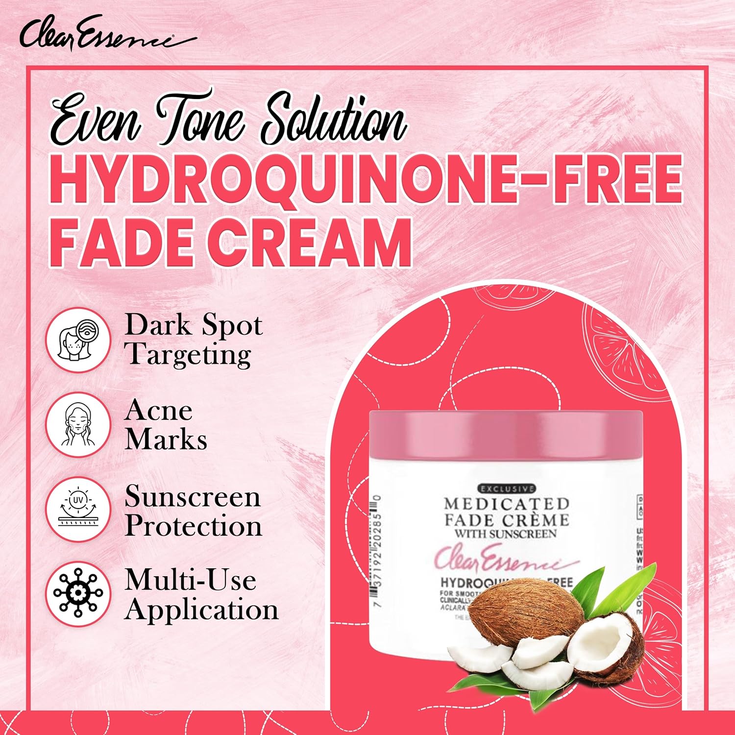 Clear Essence Exclusive Medicated Fade Creme With Sunscreen - Fade Cream For Dark Spots - Beauty Cream For Glowing Skin Complexion - Skin Care (4 Oz.) : Beauty & Personal Care