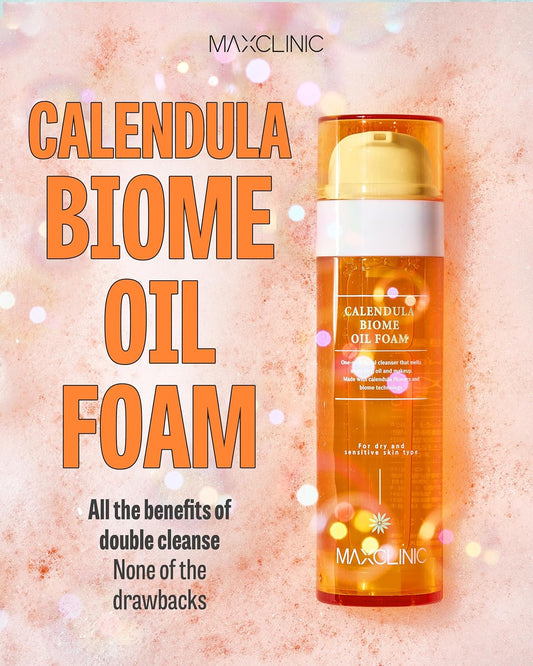 K-Beauty Calendula Biome Cleansing Oil To Foam | Daily Face Wash Oil Based Cleanser Foam | Korean Oil Foaming Face Cleanser | Hydrating Facial Cleanser For Dry Sensitive Skin (3.88 Oz)