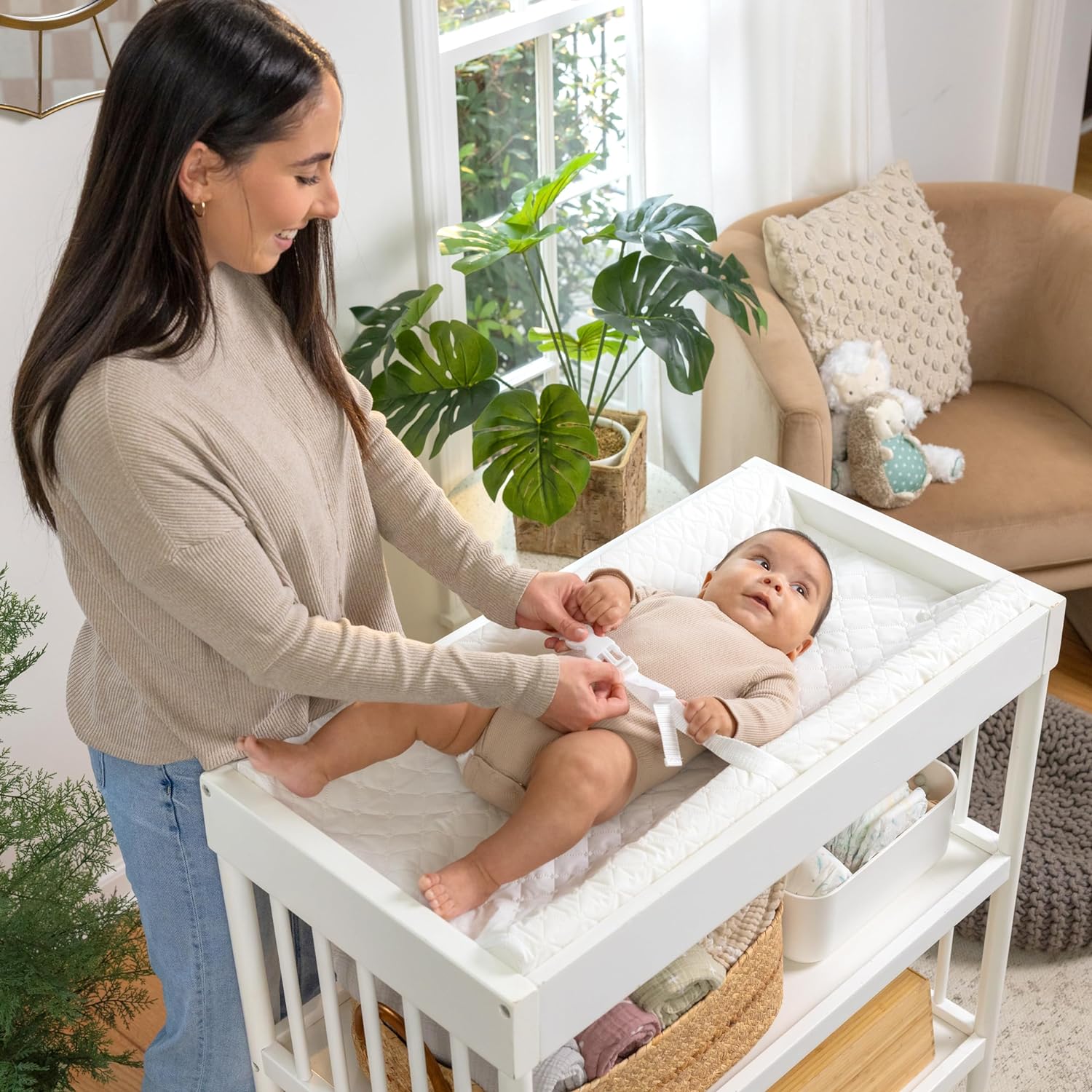 Summer By Ingenuity Contoured Changing Pad – Includes Waterproof Changing Liner And Safety Fastening Strap With Quick-Release Buckle