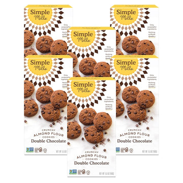 Simple Mills Almond Flour Crunchy Cookies, Double Chocolate Chip - Gluten Free, Vegan, Healthy Snacks, Made with Organic Coconut Oil, 5.5 Ounce (Pack of 6)