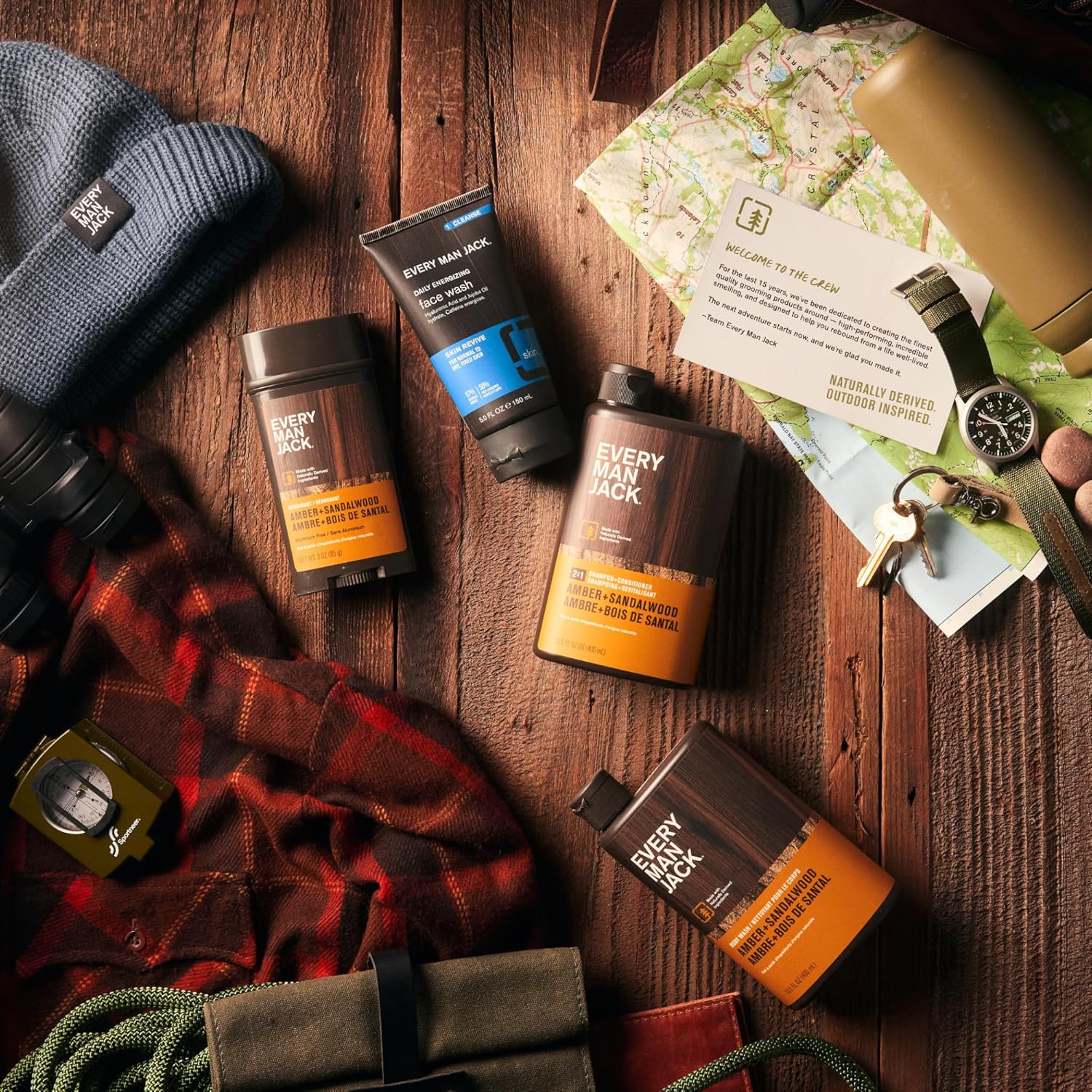Every Man Jack Men’S Amber + Sandalwood Bath And Body Gift Set - Clean Ingredients & Sandalwood, Amber, And Vetiver Scent - Round Out His Routine With Body Wash, 2-In-1 Shampoo, Deodorant & Face Wash : Beauty & Personal Care