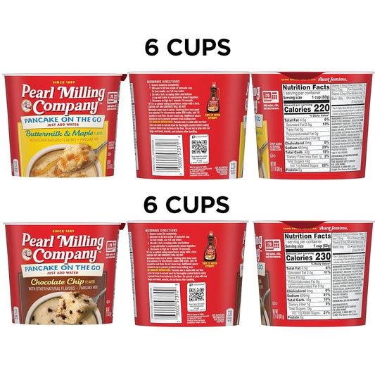 Pearl Milling Company Pancake Cups, 2 Flavor Variety, 2.11 Oz, Pack of 12