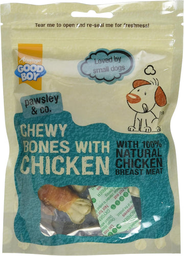 Good Boy Chicken Wrapped Bones - Natural Dog Treats - Low Fat - Bulk Box - 10 X 80G