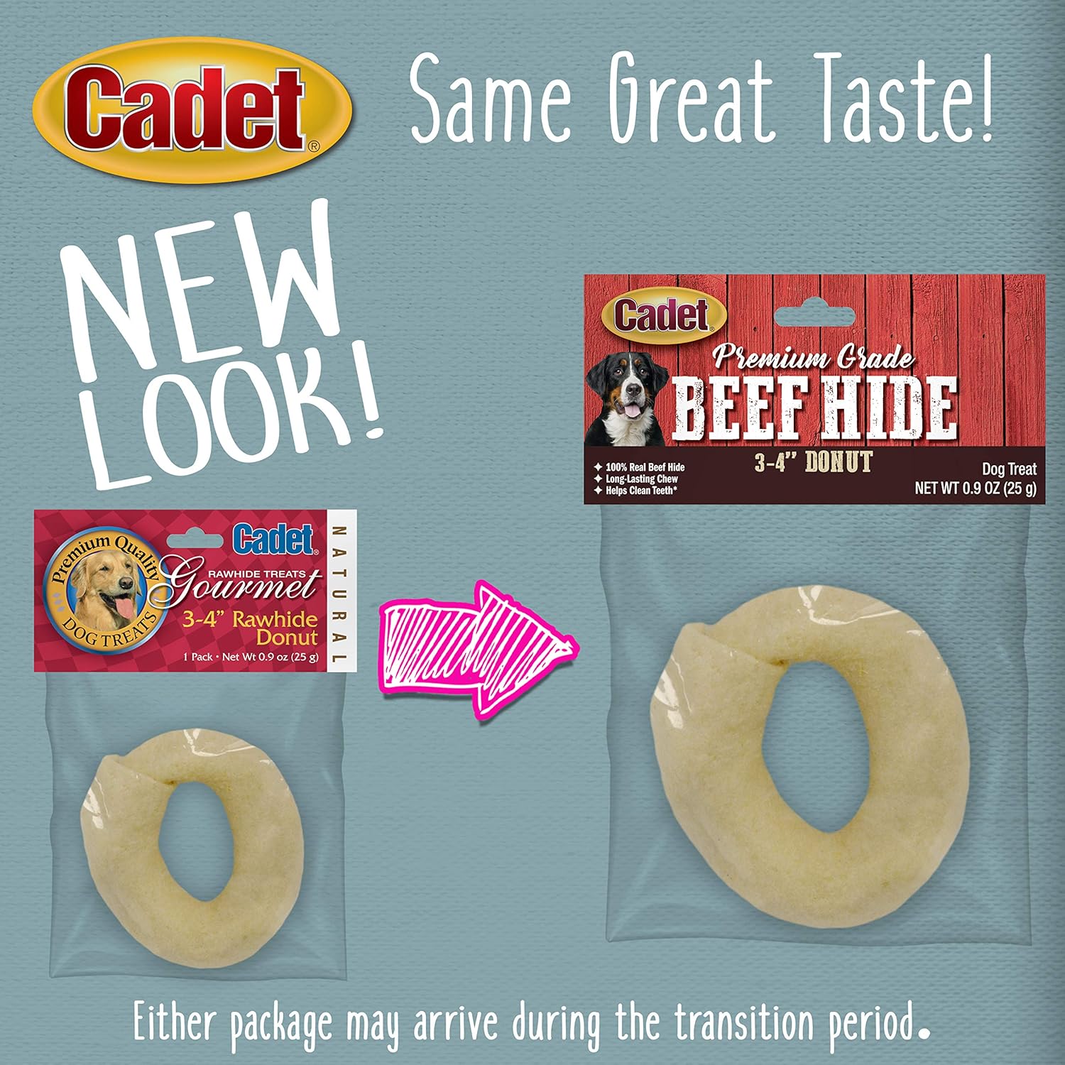 Cadet Premium Grade Beef Hide Donut for Dogs Donut Original 4" (1 Count)