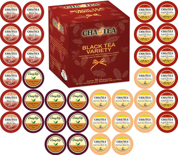 Cha4Tea 36-Count Assorted Black Tea Sampler For Keurig K-Cup Brewers (Black Tea, English Breakfast, Ginger Black Tea, Earl Grey)