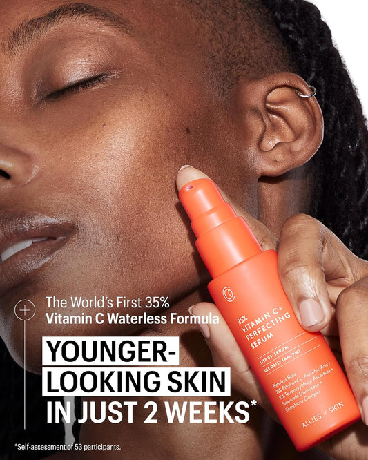 Allies Of Skin 35% Vitamin C Extra Strength Serum | Waterless Professional Grade Face Serum With Niacinamide | Highly Concentrated Formula To Plump & Firm Skin | Hydrating Anti-Aging Skincare | 1 Oz