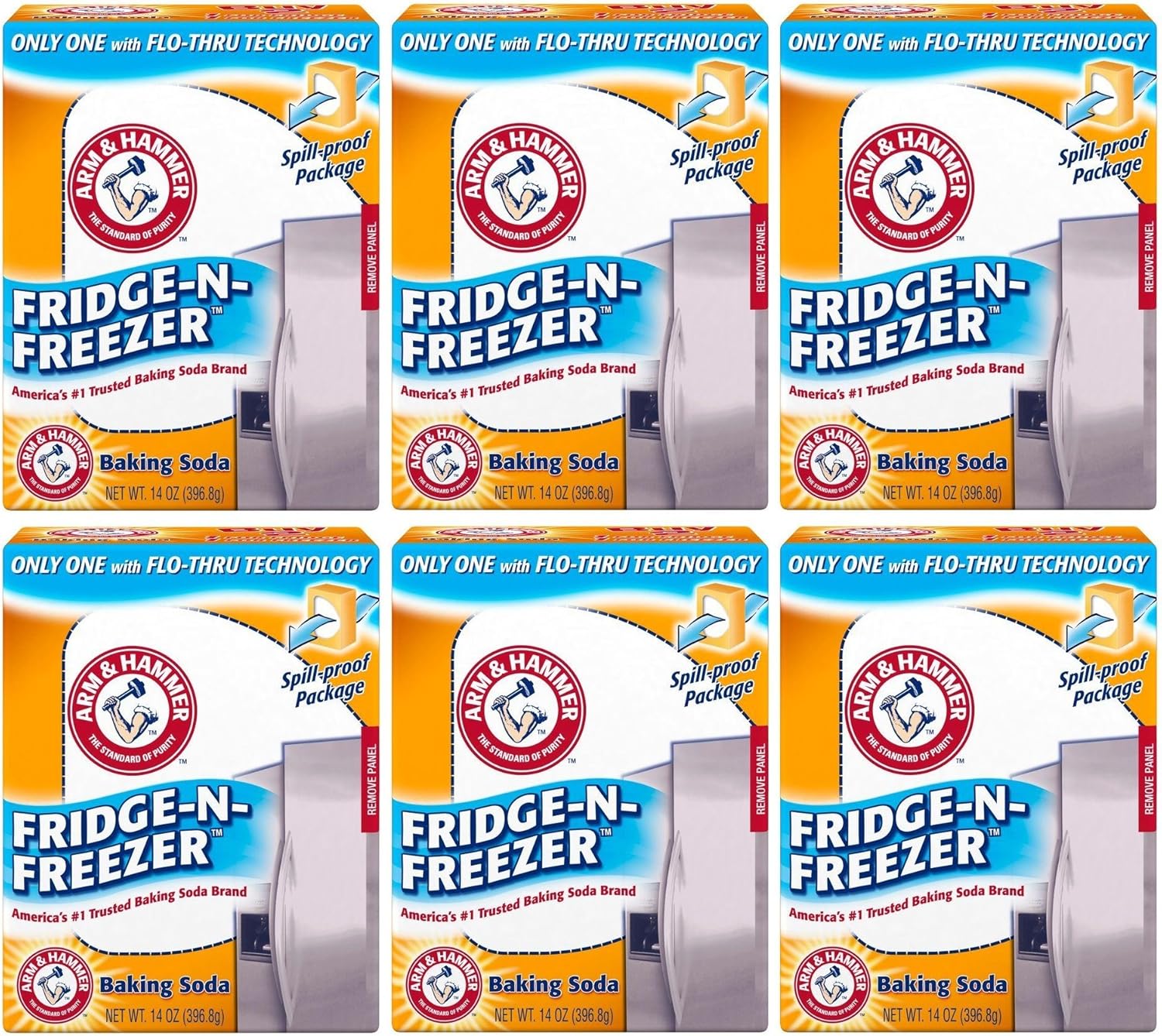 Arm & Hammer Fridge-N-Freezer Odor Absorber Baking Soda (14Oz) 396.8G - (Pack Of 6)