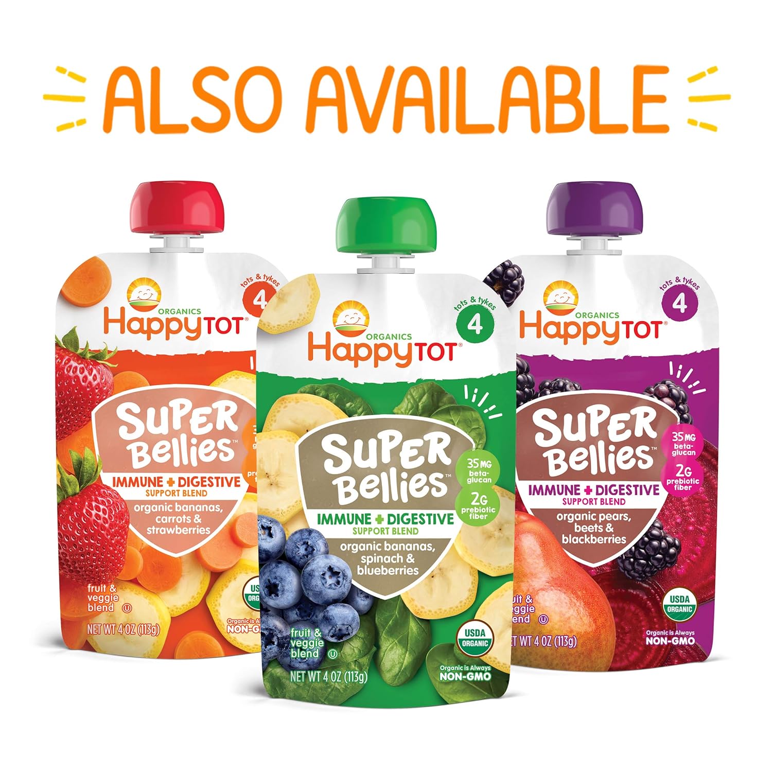 Happy Tot Organics Super Morning Stage 4 Dairy Free, Apple Acai Coconut Milk & Oats + Super Chia, 4 Ounce Pouch (Pack of 16) : Everything Else