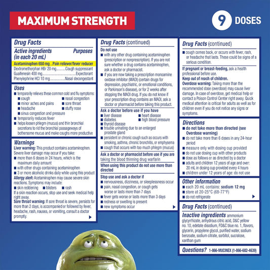 Mucinex Fast-Max Severe Cold & Flu Medicine With Guaifenesin & Dextromethorphan, 6 Fl Oz