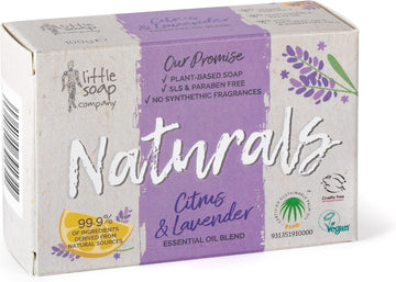 Little Soap Company Naturals Range - Bar Soap | Vegan, Cruelty Free, No Sls Or Parabens, Refreshing Cleansing Soap Bars, Natural Eco Friendly Body & Hand Soap, 100G (Citrus & Lavender)