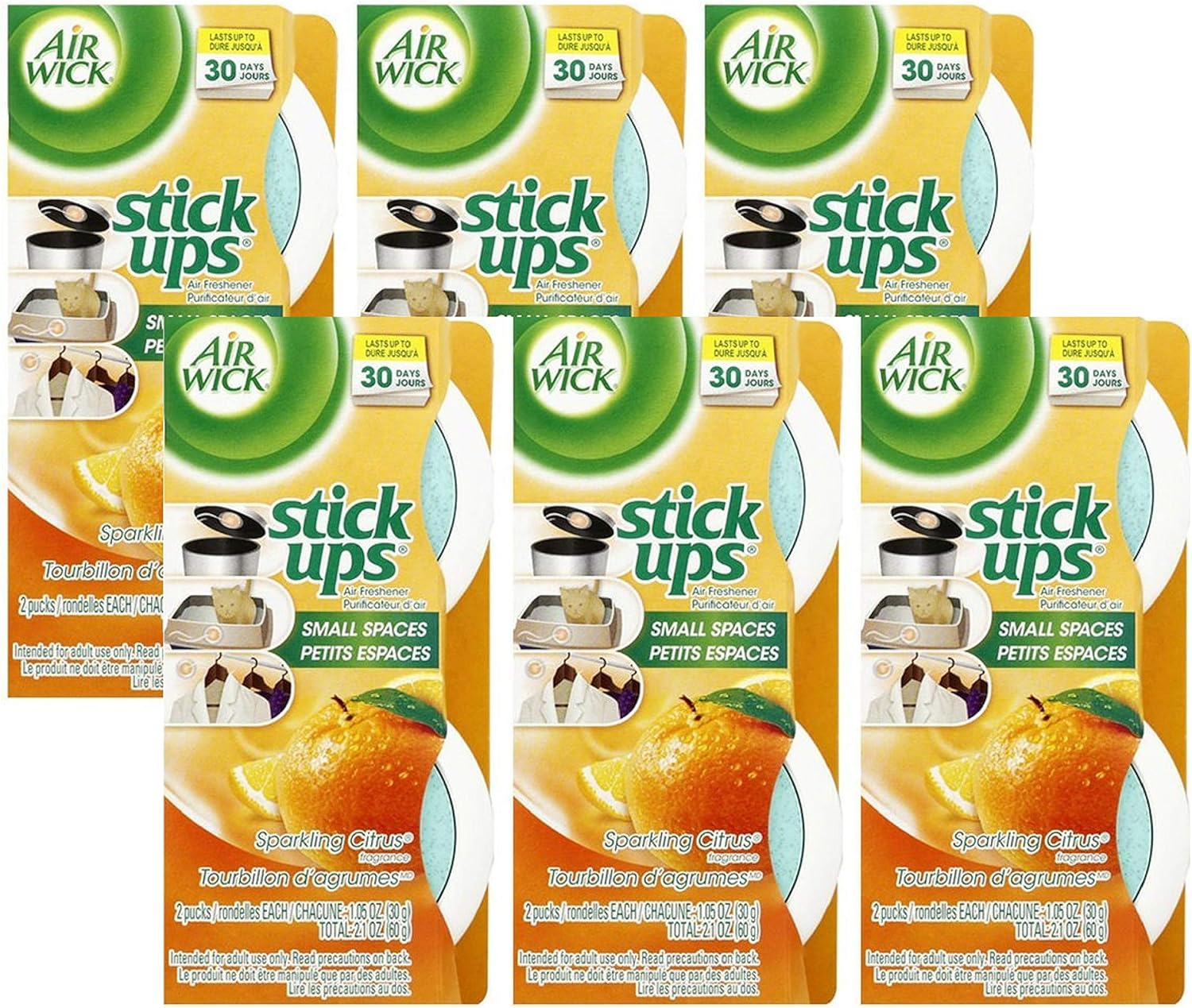 Air Wick Stick Ups Air Freshener, Sparkling Citrus, 2 Count (Pack of 6) : Automotive