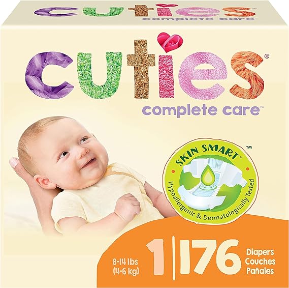 Cuties | Skin Smart, Absorbent & Hypoallergenic Diapers with Flexible & Secure Tabs